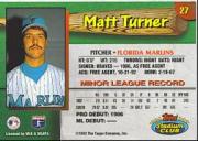 1993 Marlins Stadium Club #27 Matt Turner back image
