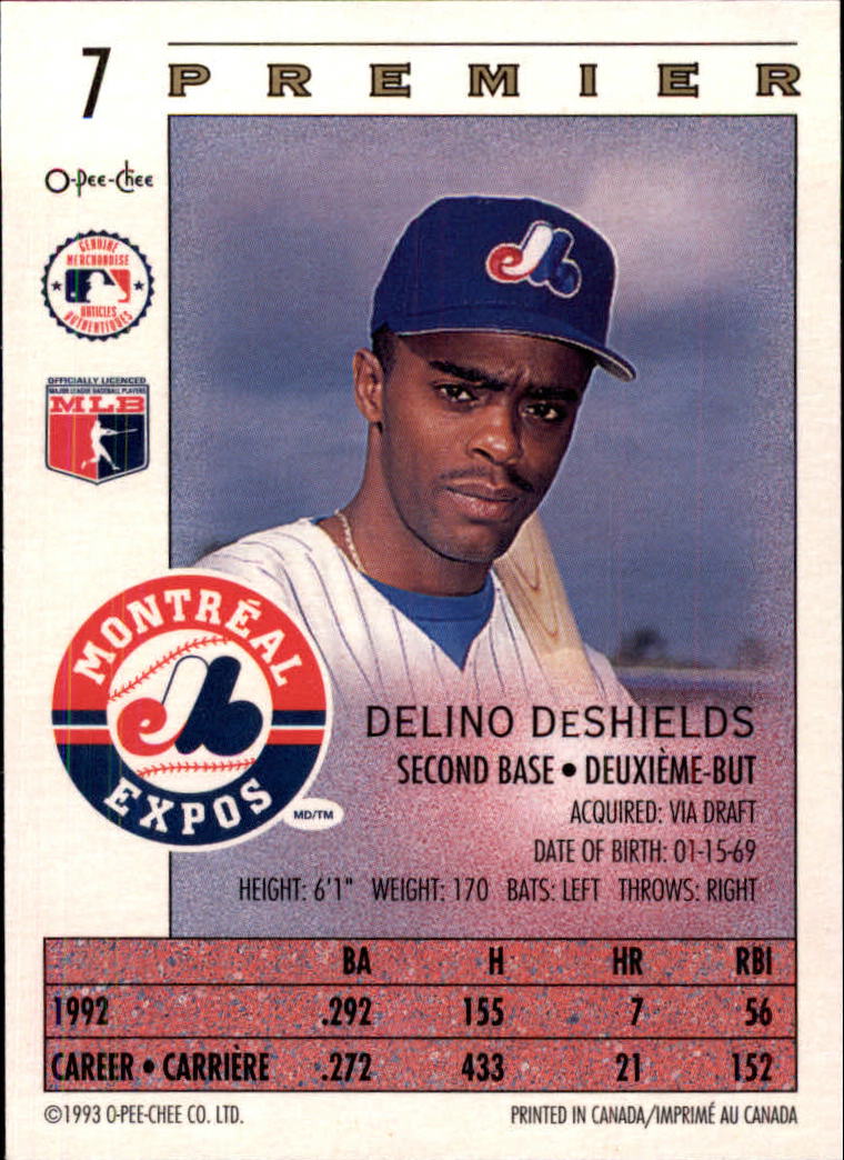 1993 O-Pee-Chee Premier #7 Delino DeShields back image