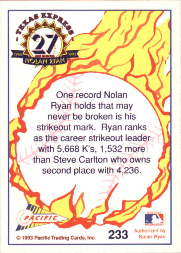 B0694- 1993 Pacific Ryan Nolan 27th Season BB 1-250 -You Pick- 15+ FREE US SHIP - Picture 456 of 488