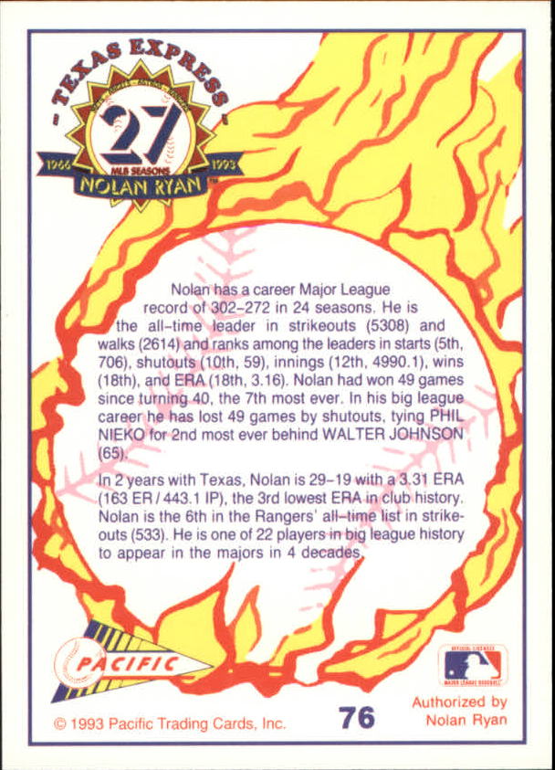 B0694- 1993 Pacific Ryan Nolan 27th Season BB 1-250 -You Pick- 15+ FREE US SHIP - Picture 151 of 488
