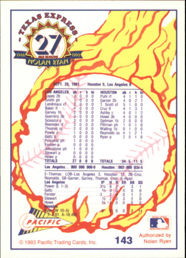 B0694- 1993 Pacific Ryan Nolan 27th Season BB 1-250 -You Pick- 15+ FREE US SHIP - Picture 280 of 488