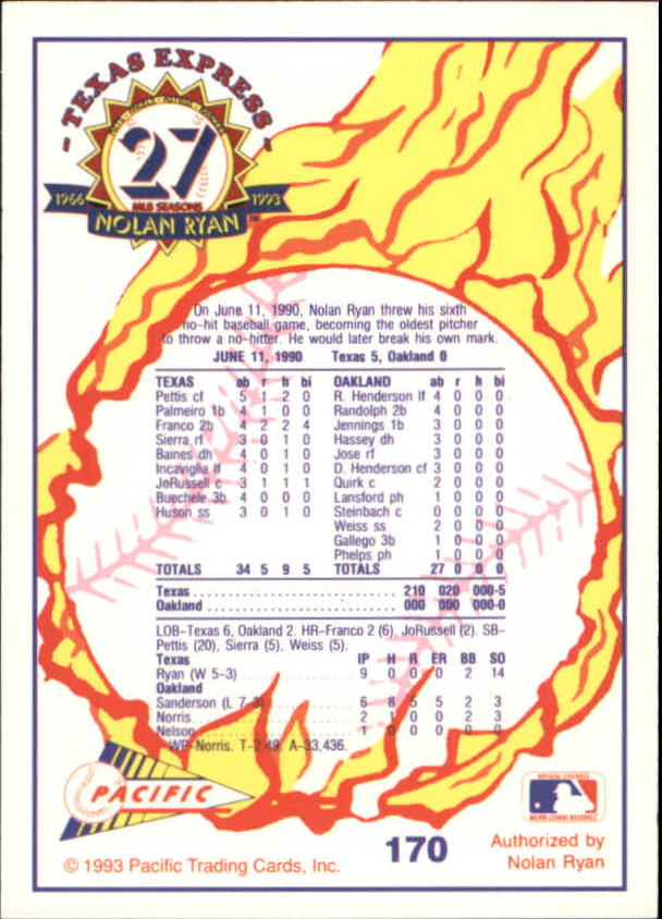 B0694- 1993 Pacific Ryan Nolan 27th Season BB 1-250 -You Pick- 15+ FREE US SHIP - Picture 334 of 488