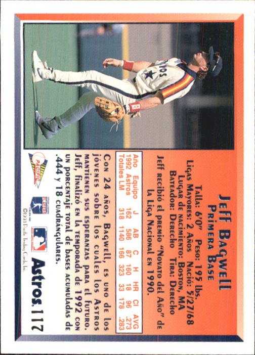 1993 Pacific Spanish #117 Jeff Bagwell back image
