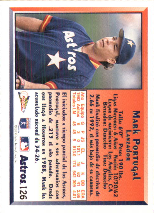 1993 Pacific Spanish #126 Mark Portugal back image