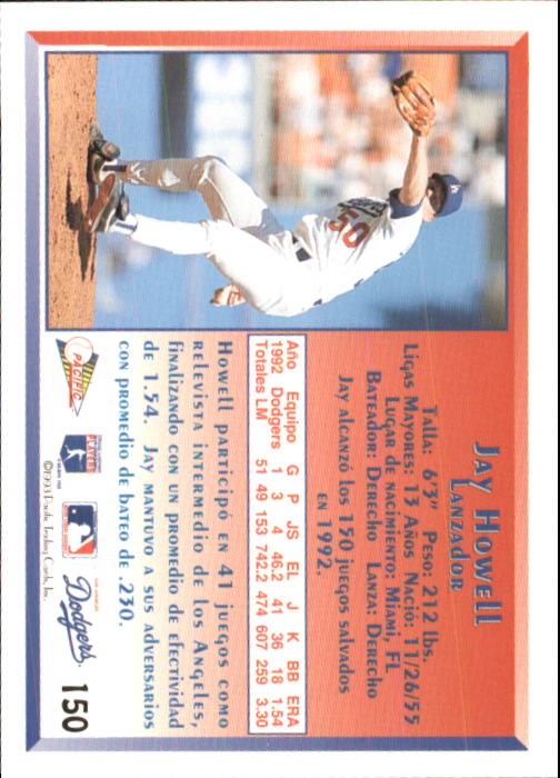 1993 Pacific Spanish #150 Jay Howell back image