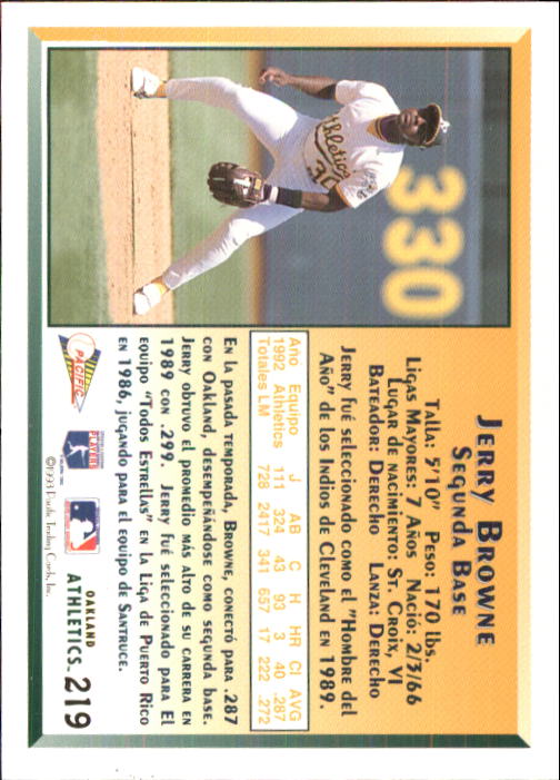 1993 Pacific Spanish #219 Jerry Browne back image