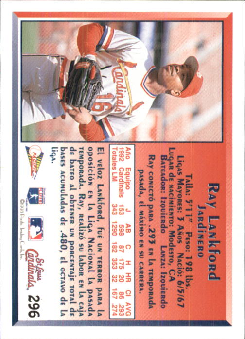 1993 Pacific Spanish #296 Ray Lankford back image