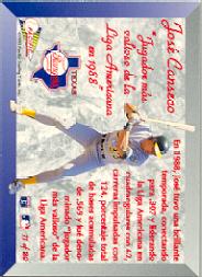 1993 Pacific Spanish Prism Inserts #11 Jose Canseco back image