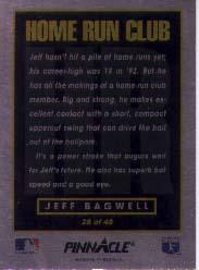 1993 Pinnacle Home Run Club #28 Jeff Bagwell back image