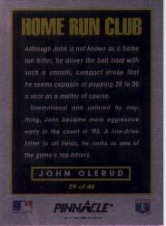 1993 Pinnacle Home Run Club #29 John Olerud back image