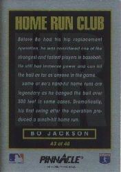 1993 Pinnacle Home Run Club #43 Bo Jackson back image