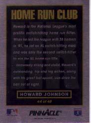 1993 Pinnacle Home Run Club #44 Howard Johnson back image