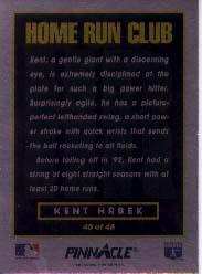 1993 Pinnacle Home Run Club #45 Kent Hrbek back image