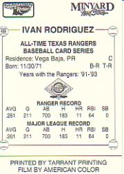 1993 Rangers Keebler #428 Ivan Rodriguez back image