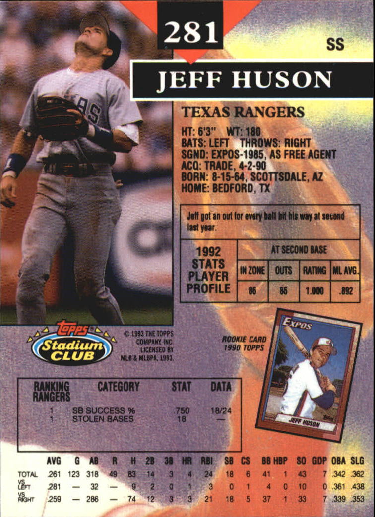 1993 Stadium Club Members Only Parallel #281 Jeff Huson back image
