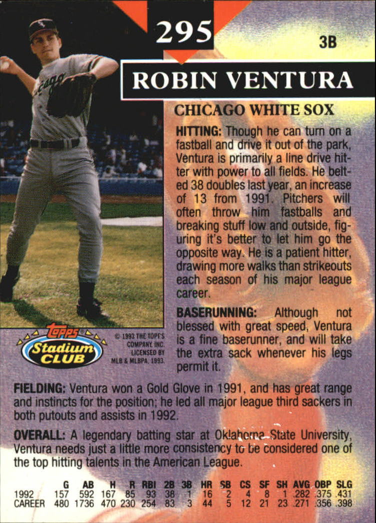 1993 Stadium Club Members Only Parallel #295 Robin Ventura MC back image