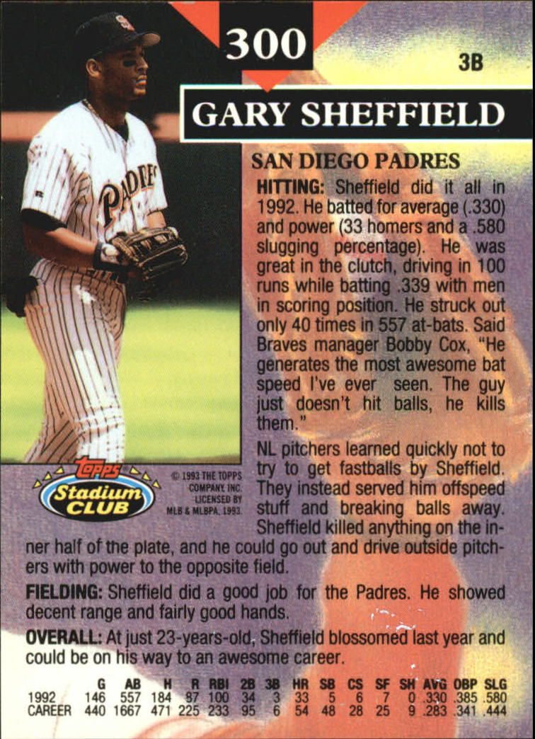 1993 Stadium Club Members Only Parallel #300 Gary Sheffield MC back image