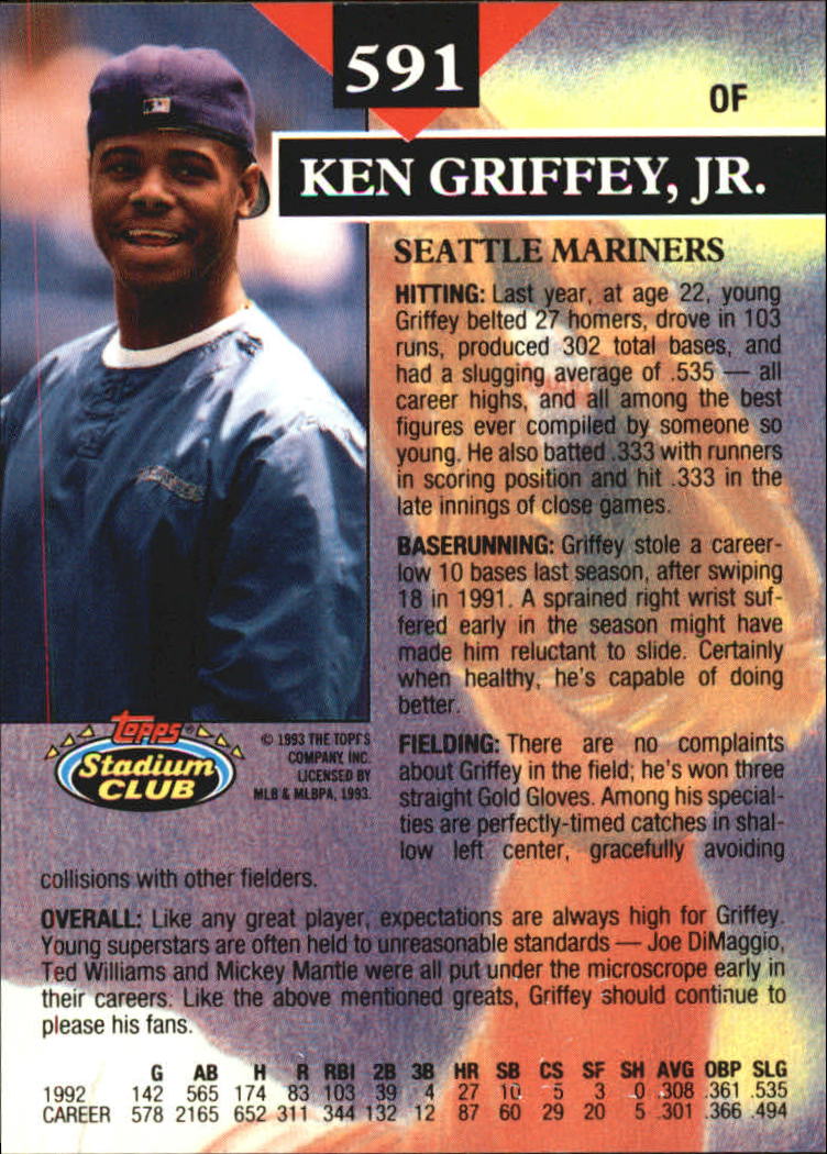 1993 Stadium Club Members Only Parallel #591 Ken Griffey Jr. MC back image