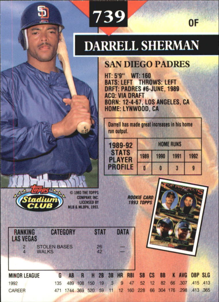 1993 Stadium Club Members Only Parallel #739 Darrell Sherman back image