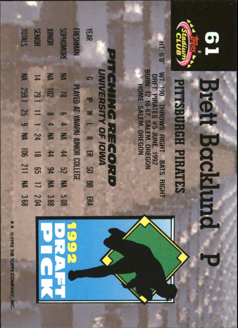 1993 Stadium Club Murphy #60 Benji Simonton RC back image