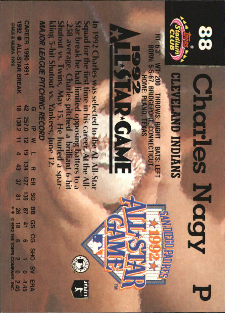 1993 Stadium Club Murphy #88 Charles Nagy back image