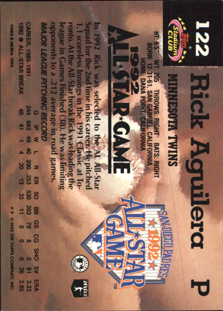 1993 Stadium Club Murphy #122 Rick Aguilera back image