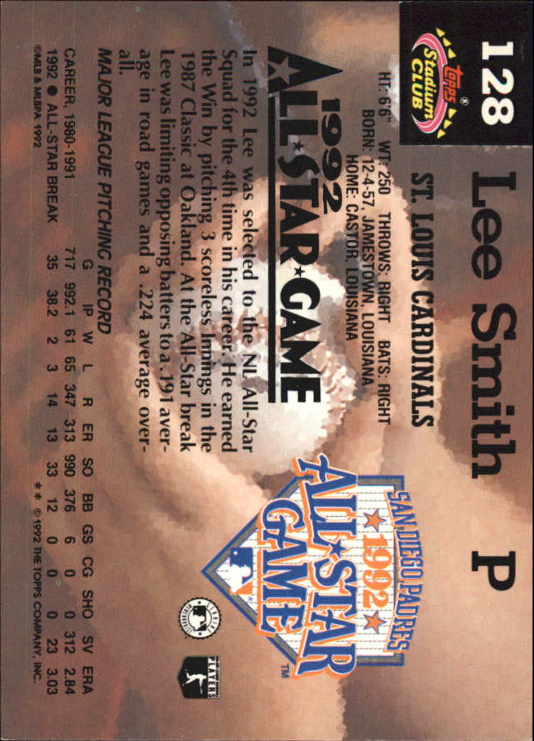1993 Stadium Club Murphy #128 Lee Smith back image