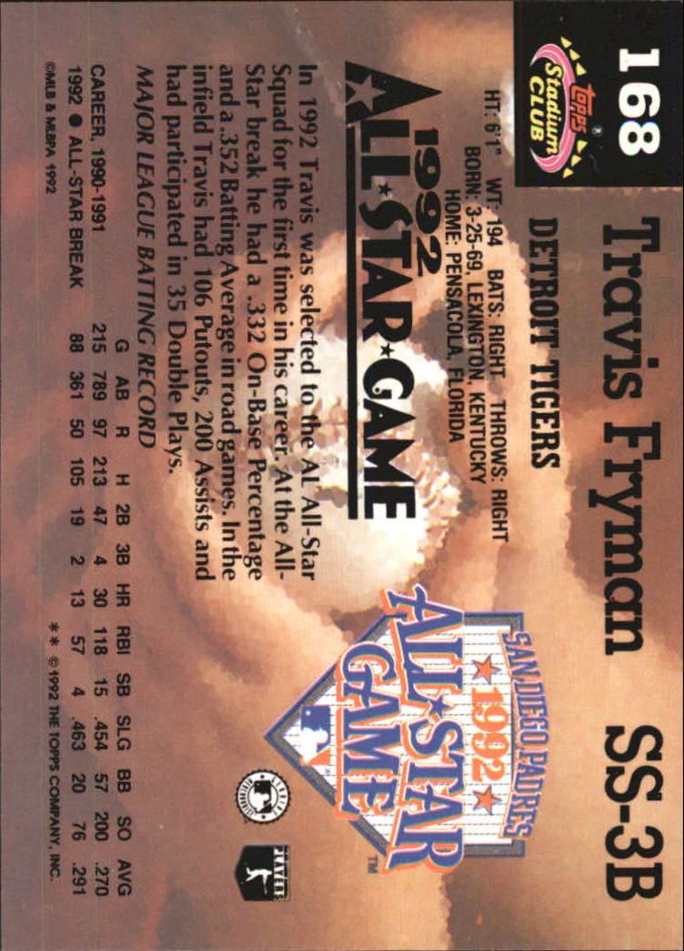 1993 Stadium Club Murphy #168 Travis Fryman AS back image
