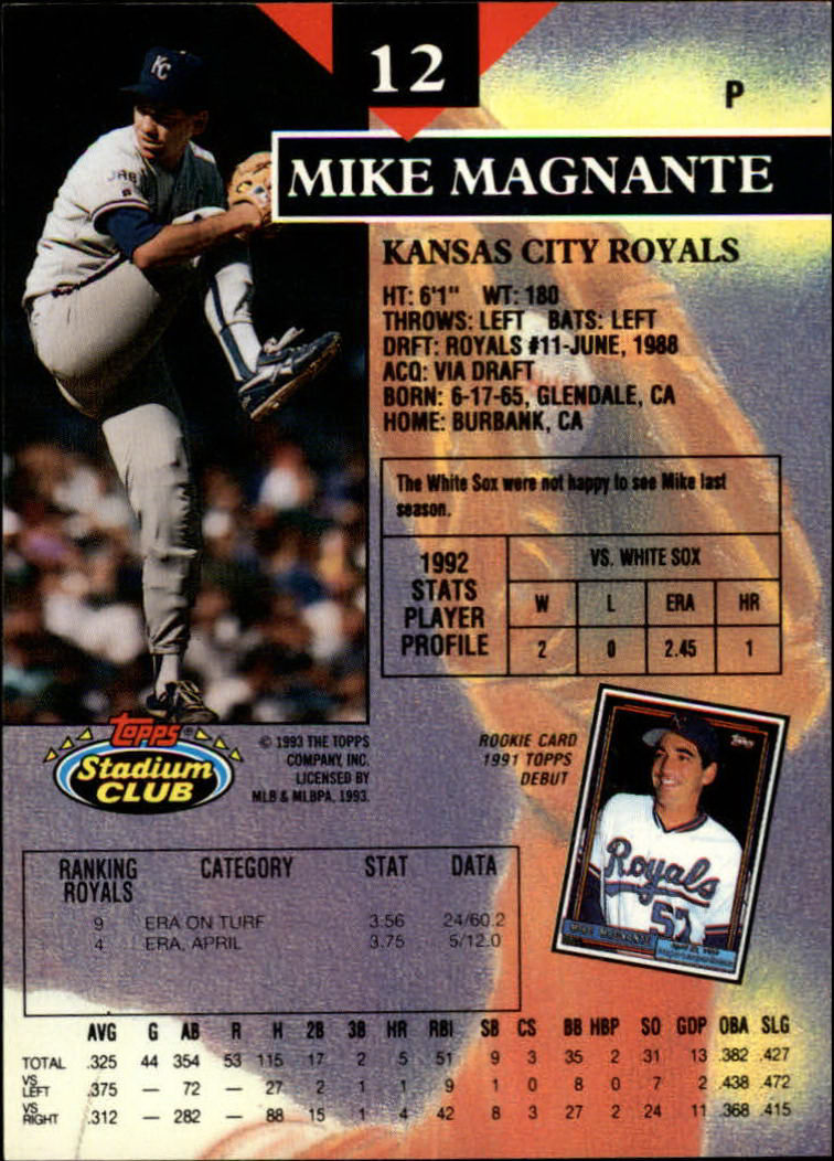 1993 Stadium Club #12 Mike Magnante back image