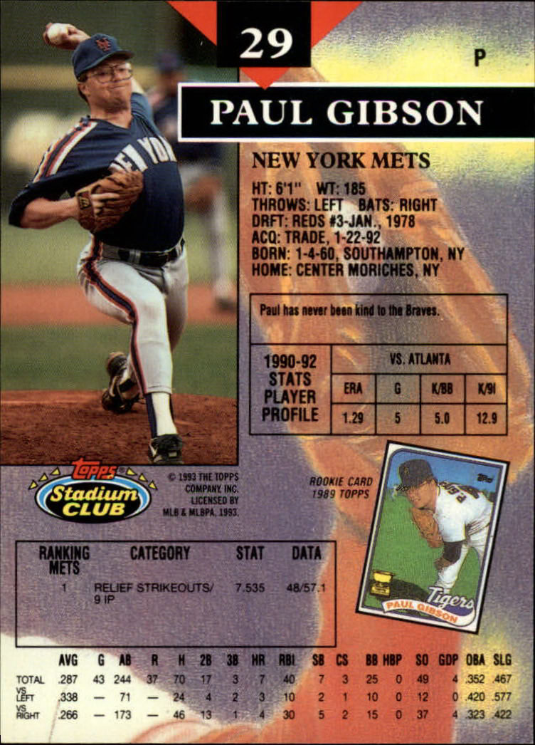 1993 Stadium Club #29 Paul Gibson back image