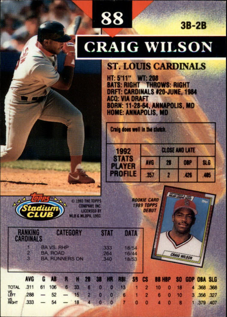 1993 Stadium Club #88 Craig Wilson back image