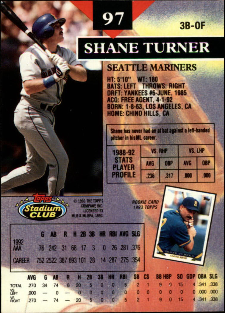 1993 Stadium Club #97 Shane Turner back image
