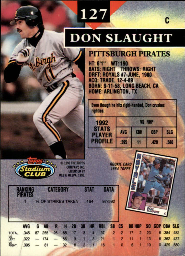1993 Stadium Club #127 Don Slaught back image