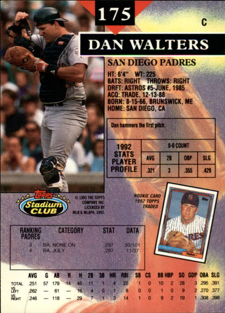 1993 Stadium Club #175 Dan Walters back image