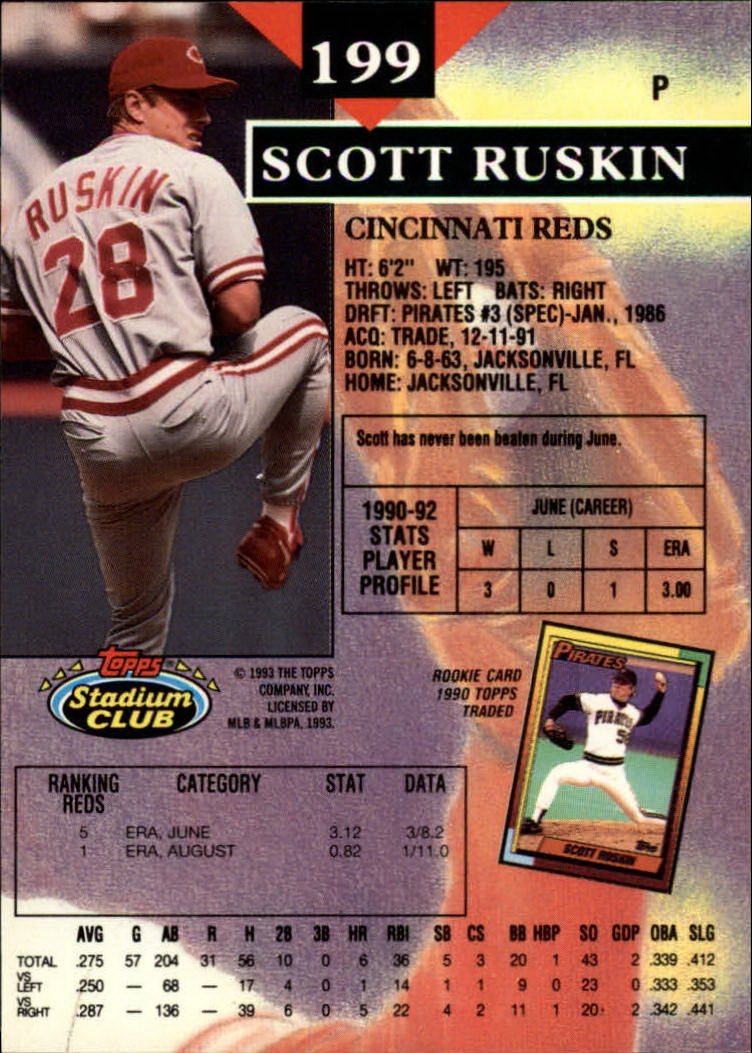 1993 Stadium Club #199 Scott Ruskin back image