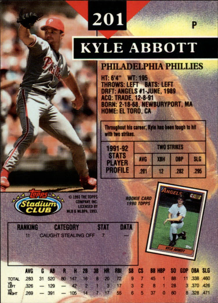 1993 Stadium Club Baseball Part 1 Main Set Card #1-249 - Picture 399 of 493