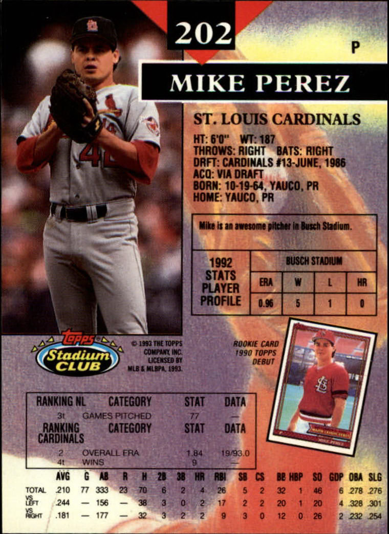 1993 Stadium Club Baseball Part 1 Main Set Card #1-249 - Picture 401 of 493