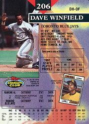 1993 Stadium Club Baseball Part 1 Main Set Card #1-249 - Picture 409 of 493