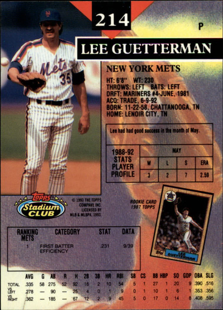 1993 Stadium Club Baseball Part 1 Main Set Card #1-249 - Picture 425 of 493