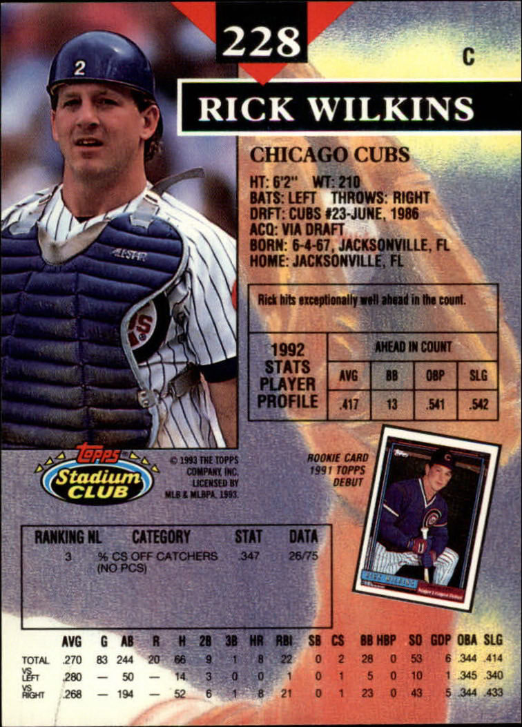 1993 Stadium Club Baseball Part 1 Main Set Card #1-249 - Picture 451 of 493
