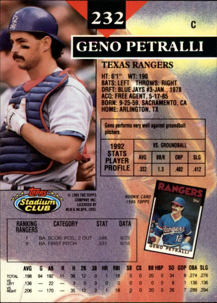 1993 Stadium Club Baseball Part 1 Main Set Card #1-249 - Picture 459 of 493