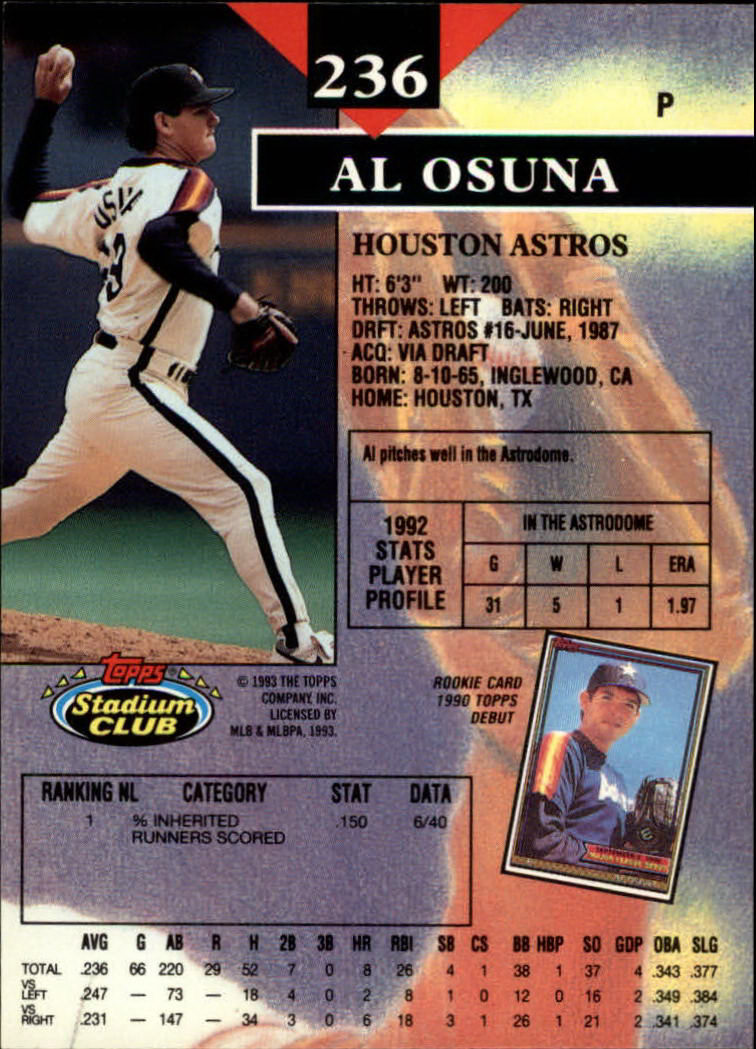 1993 Stadium Club Baseball Part 1 Main Set Card #1-249 - Picture 467 of 493