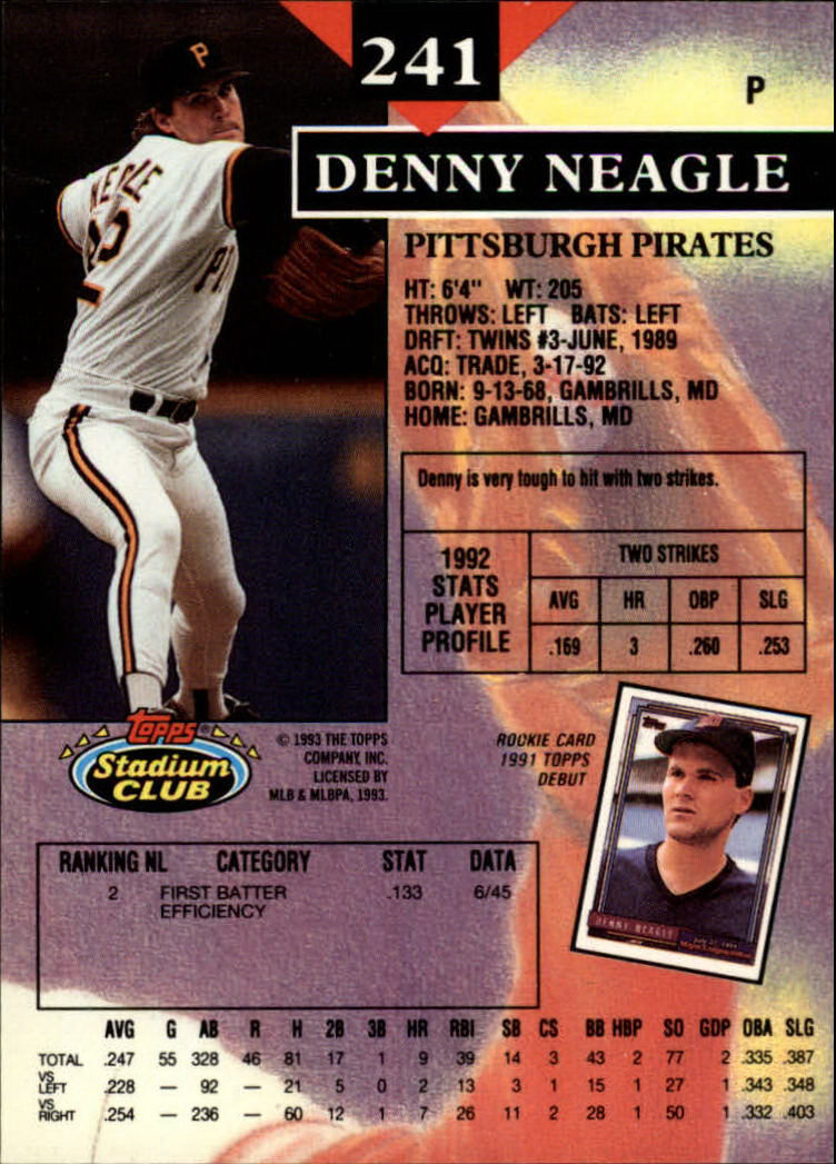 1993 Stadium Club Baseball Part 1 Main Set Card #1-249 - Picture 477 of 493