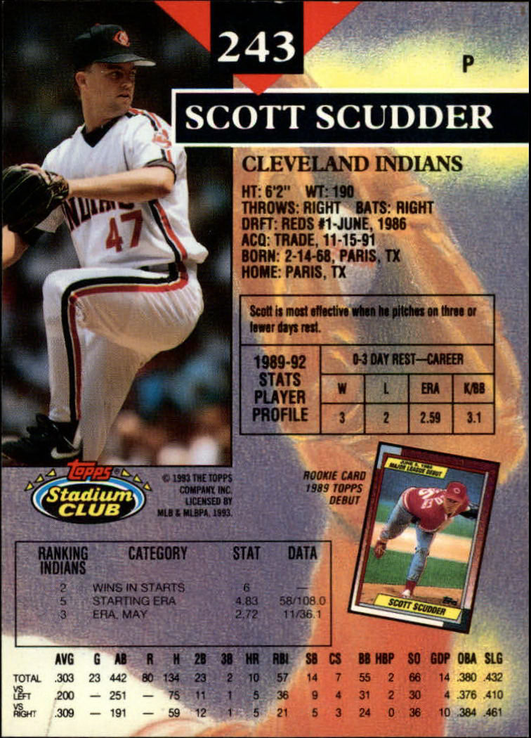 1993 Stadium Club Baseball Part 1 Main Set Card #1-249 - Picture 481 of 493