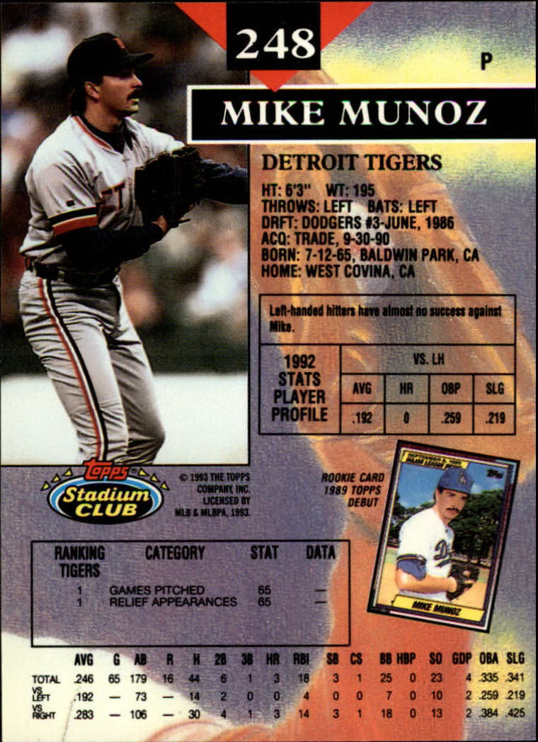1993 Stadium Club Baseball Part 1 Main Set Card #1-249 - Picture 491 of 493