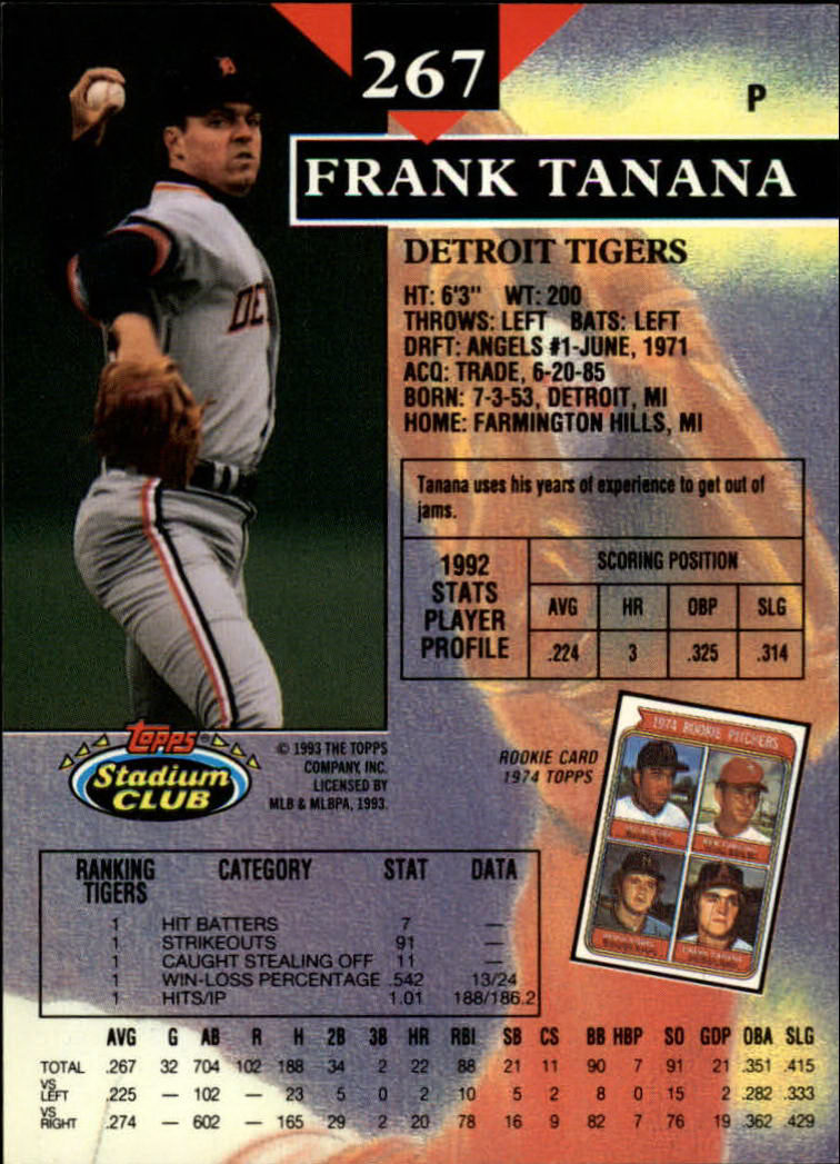 1993 Stadium Club #267 Frank Tanana back image