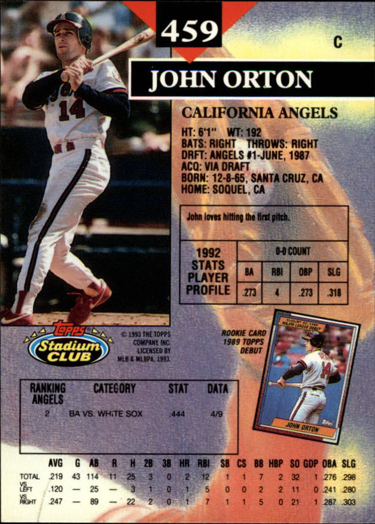 1993 Stadium Club #459 John Orton back image