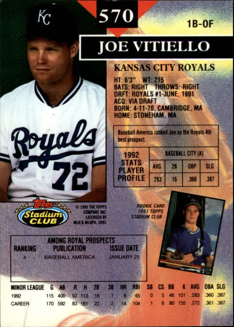 1993 Stadium Club #570 Joe Vitiello back image