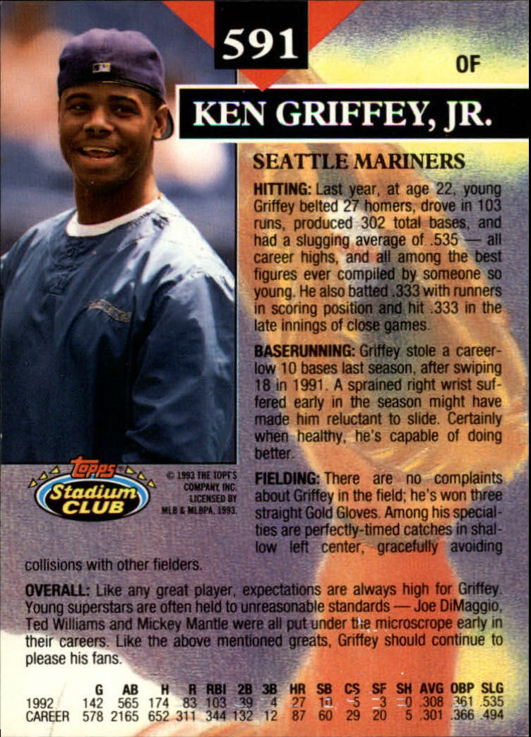 1993 Stadium Club #591 Ken Griffey Jr. MC back image
