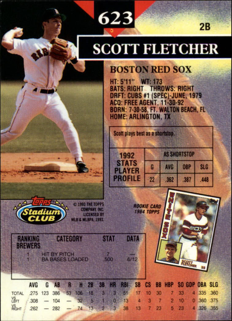1993 Stadium Club #623 Scott Fletcher back image